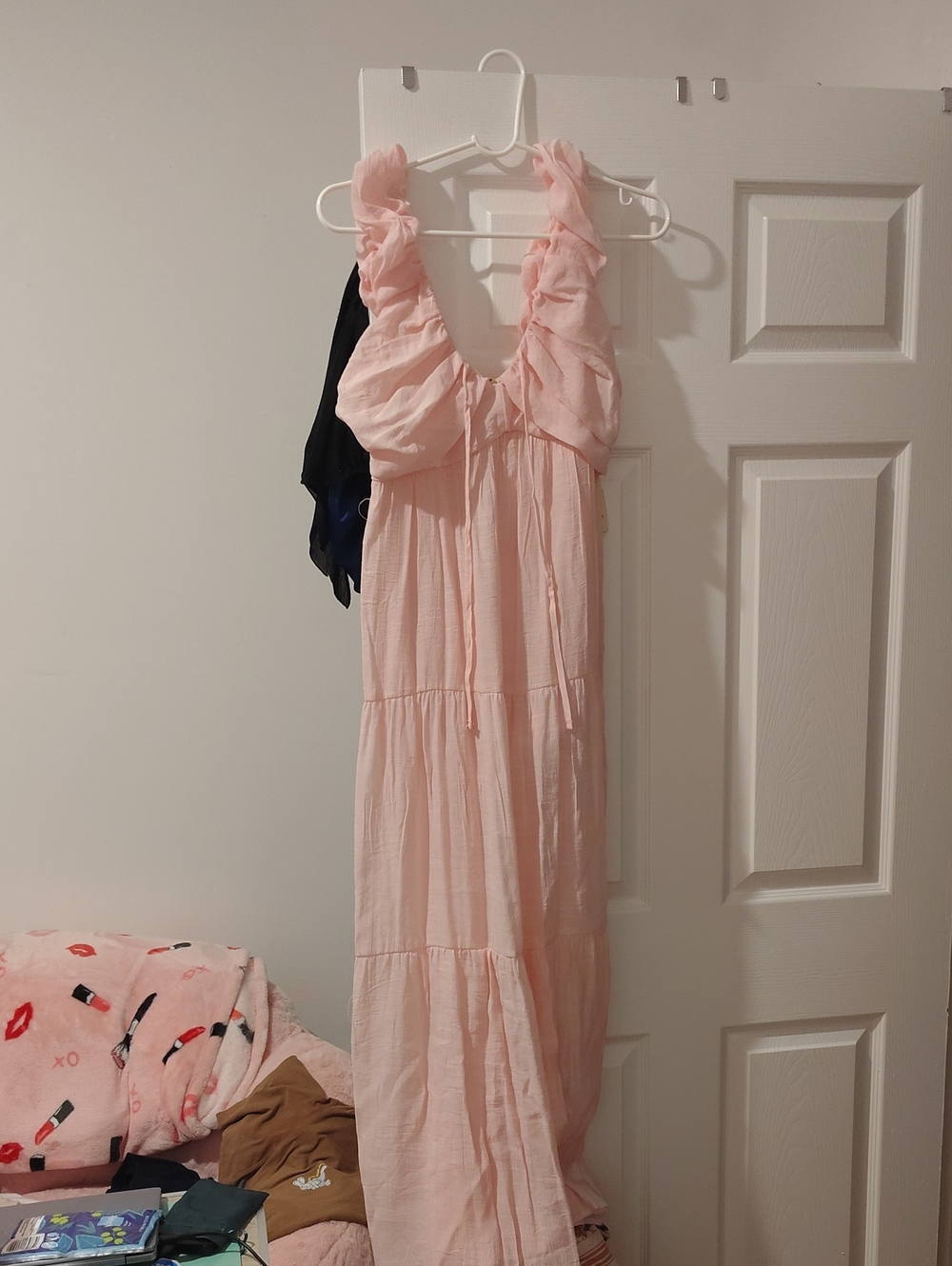 Women's Pink Ruffled Maxi Dress
